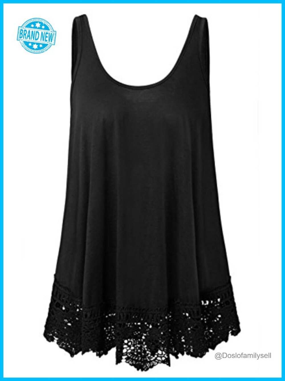 Women's Plus Size Tank Top Lace Hem Flowy Loose Fit